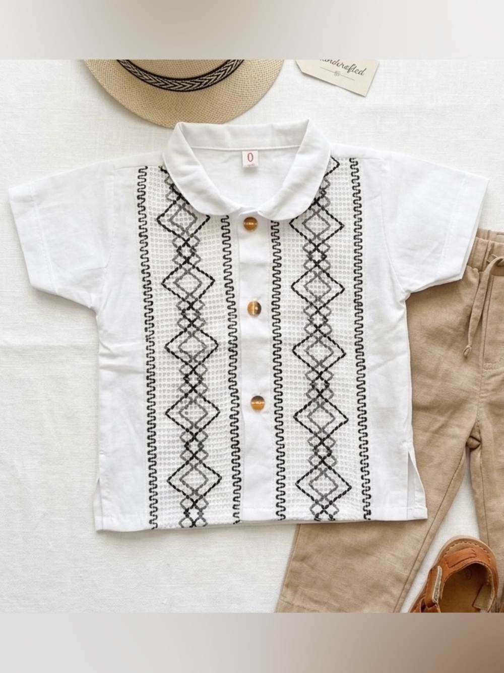 🌈6/$10 Traditional Mexican Guayabera Embroidered Shirt Size 0-6 Months